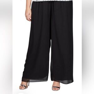 Alex Evenings Plus Silky Chiffon Basic Pants Wide Leg Size 1X Skirt Evening Look